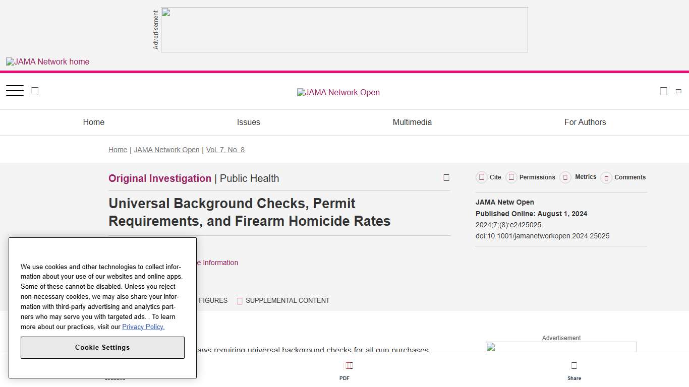 Universal Background Checks, Permit Requirements, and Firearm Homicide Rates | Public Health | JAMA Network Open | JAMA Network
